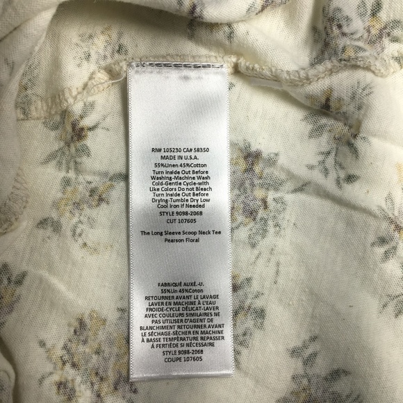 Current/Elliott Long Sleeve Floral Print Scoop - Picture 6 of 7